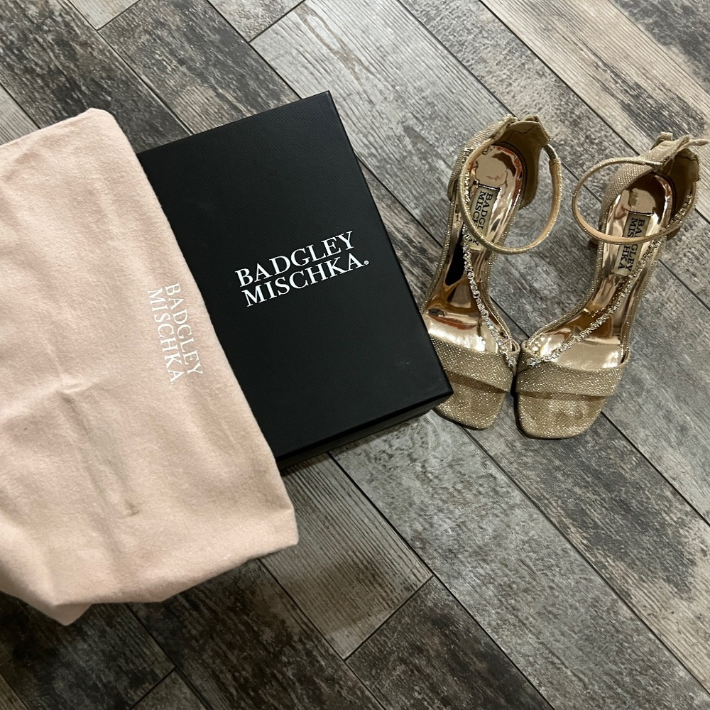 Badgley Mishka Gold Heels